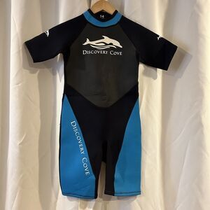 Discovery Cove Sea World Oceantec Wet Suit Kids Size 14 Black Blue‎ Full Zip